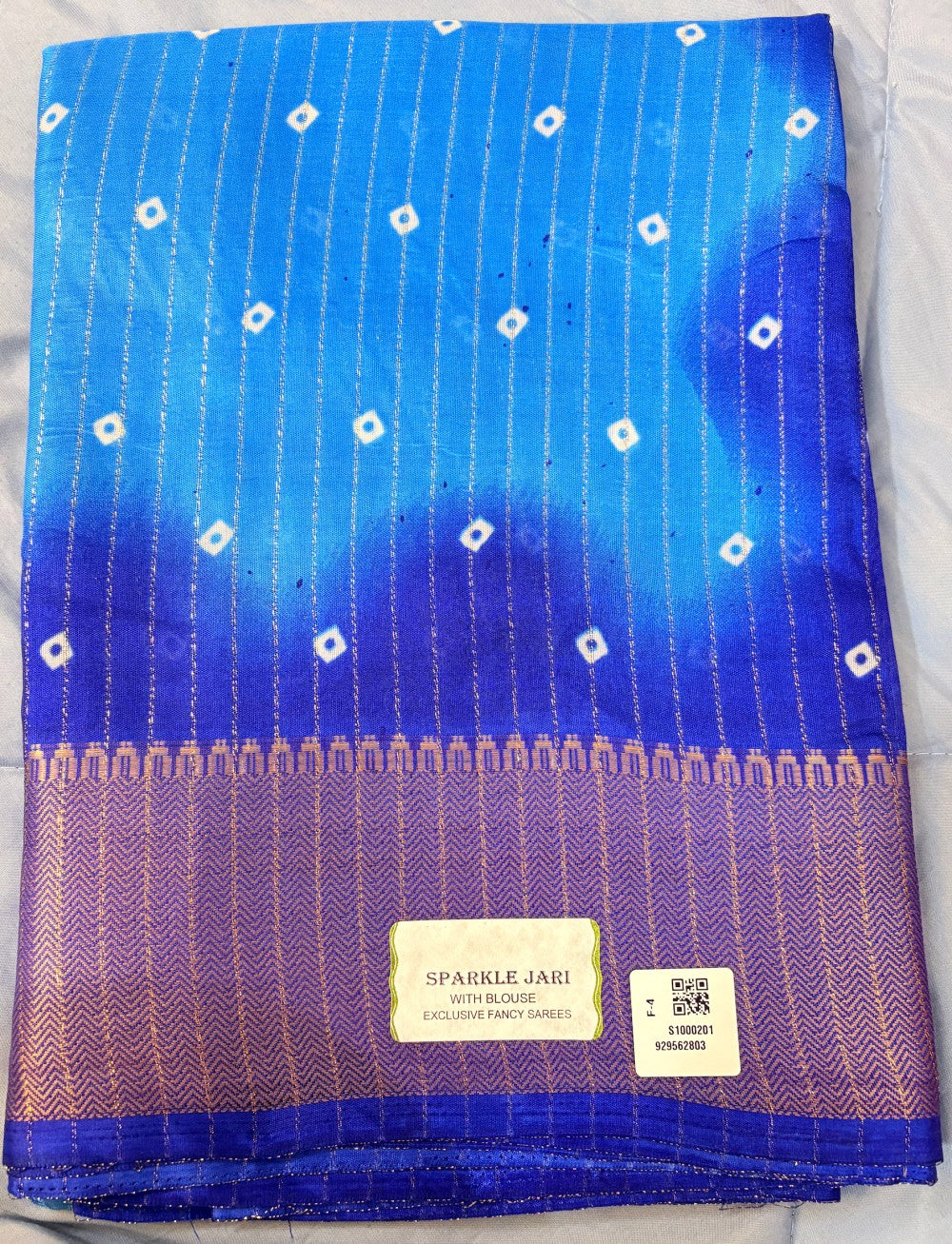 Royal Blue Sparkle Jari Fancy Saree with Broad Zari Border